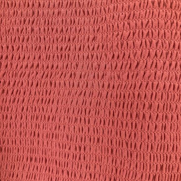 NWT WILFRED Top XL Red-Pink Chiffon Ruffle Smocked Puff-Sheer-Ballon-Long-Sleeve - Picture 6 of 13